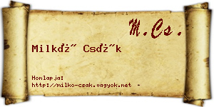 Milkó Csák névjegykártya